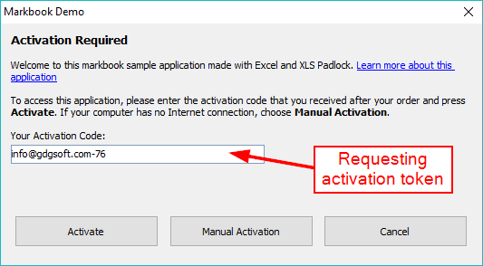 Activation Dialog Excel Workbook
